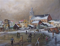 Hardinxveld-Giessendam, Wiel-Winter, 70 x 90 cm, olieverf op doek, agdj’07Copyright
