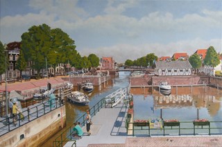 Gorinchem, Lingehaven, Olieverf op doek, 60 x 90 cm, agdj’13 Copyright
