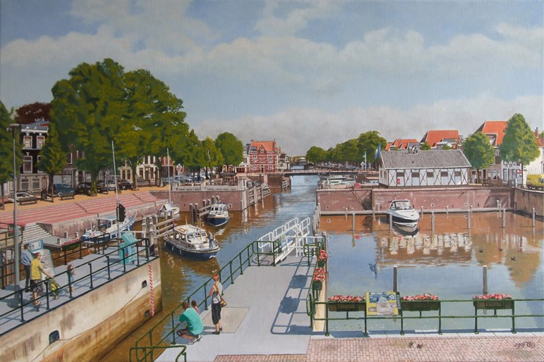 Gorinchem, Lingehaven, Olieverf op doek, 60 x 90 cm, agdj’13 Copyright