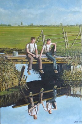 Polderjongens, olieverf op doek, 40 x 60 cm, agdj’13 copyright