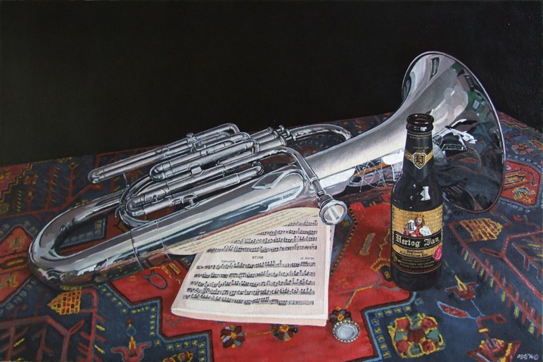 Stilleven - TUBA, olieverf op linnen, 60 x 90 cm, agdj’14Copyright