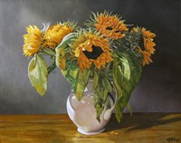 Zonnebloemen, 40 x 50 cm, olieverf op linnen, agdj’16