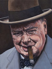 Sir Winston Churchill, olieverf op doek, 30 x 40 cm, agdj’16 Copyright