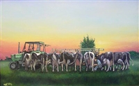 Melkenstijd, 50 x 80 cm, olieverf op doek, agdj’97Copyright