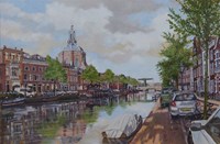 Leiden, met Mare kerk en Mare brug, 60 x 90 cm, olieverf op doek, agdj’14Copyright