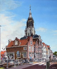 Delft – Oude Langendijk, olieverf op doek, 50 x 60 cm, agdj’17 Copyright