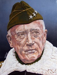 Lieutenant General George Patton (1943), olieverf op doek, 30 x 40 cm, agdj’17 Copyright