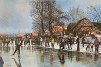 ‘Schaatswedstrij in Giessenburg’ (jaren 70), olieverf op linnen, 60 x 90 cm, agdj’21Copyright