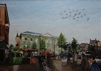 Gorinchem, Pinkstermarkt 1974, 100 x 140 cm, olieverf op doek, agdj’01