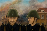 Mariniers, Rotterdam 1940, olieverf op doek, 62 x 92 cm, agdj’79Copyright