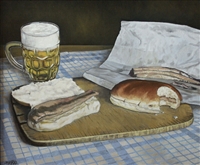 Haring, brood enbier, olieverf op doek, 40 x50 cm, agdj 1999
