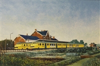 Station Sliedrecht, 60 x 90 cm, olieverf op doek, agdj 