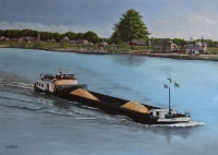 Motorschip Novatie, olieverf op doek, 50 x 70 cm, agdj 2012